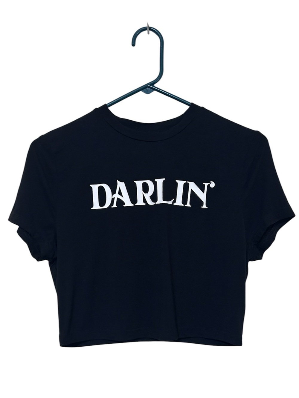 MUSERA Darlin Graphic Crop Top Short Sleeve Black White Size L NWT